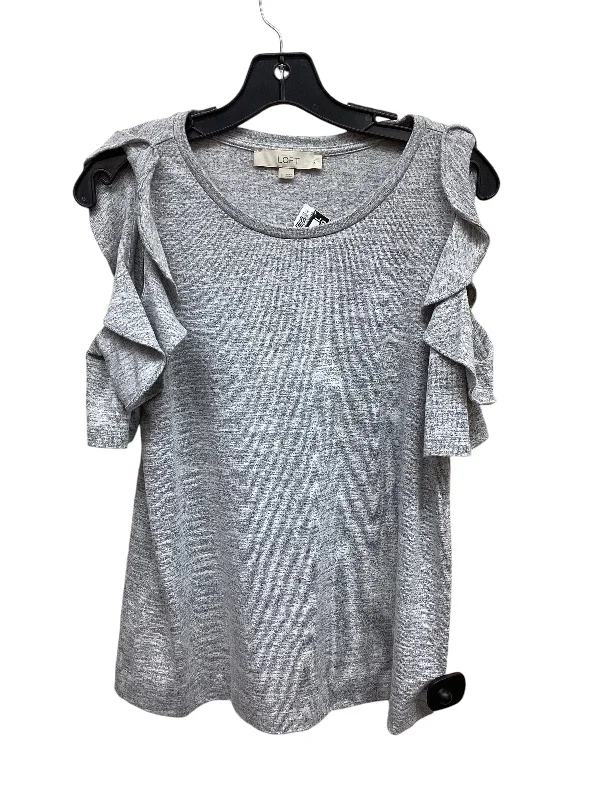 women's tops for evening soireesTop Short Sleeve By Loft In Grey, Size: S