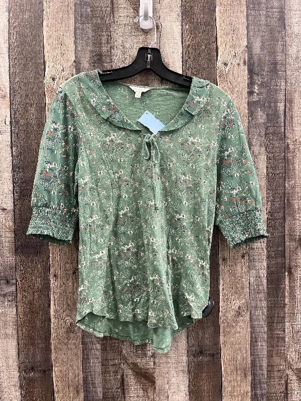 women's tops with floral printsTop Short Sleeve By Lucky Brand In Green, Size: S