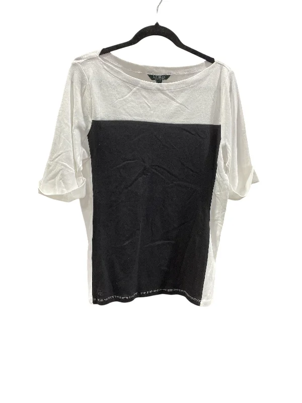 women's tops for everyday eleganceTop Short Sleeve By Ralph Lauren In Black & White, Size: Xl