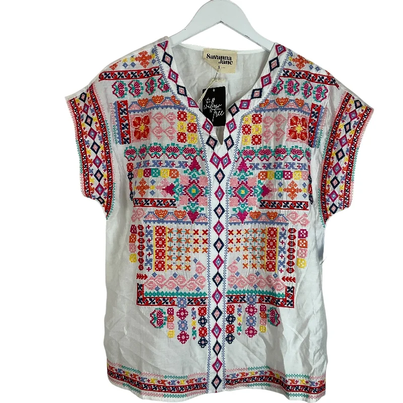 women's tops for those who love to experiment with fashionTop Short Sleeve By Savanna Jane In Multi-colored, Size: S