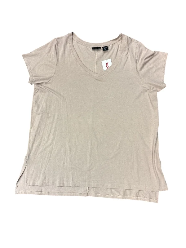 women's tops for those who want to make a fashion statementTop Short Sleeve By Tahari By Arthur Levine In Tan, Size: 2x