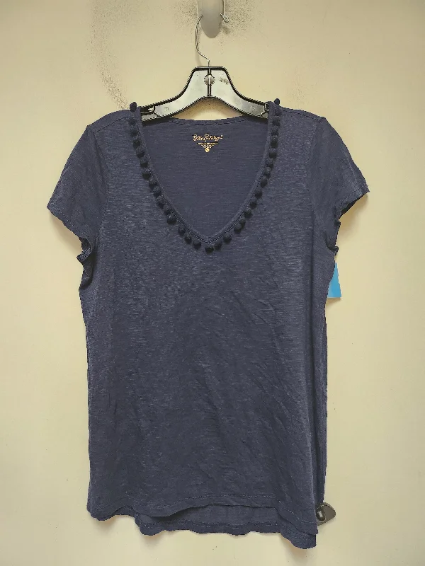 women's tops for vintage fashion enthusiastsTop Short Sleeve Designer By Lilly Pulitzer In Navy, Size: S